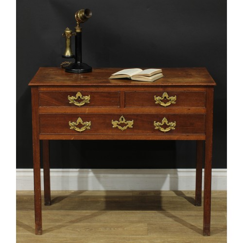 1224 - A George III mahogany lowboy or side table, rectangular top above two short and one long cockbeaded ... 