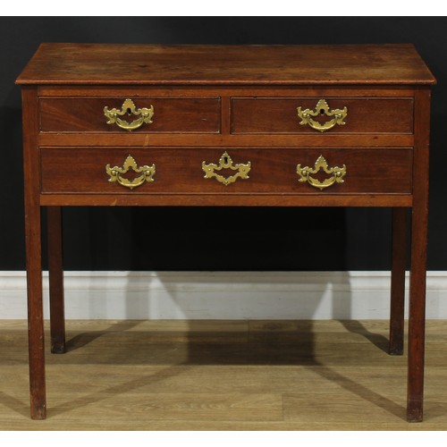 1224 - A George III mahogany lowboy or side table, rectangular top above two short and one long cockbeaded ... 