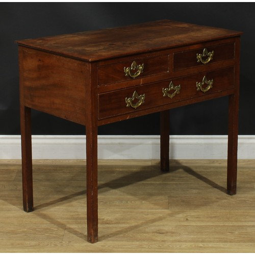 1224 - A George III mahogany lowboy or side table, rectangular top above two short and one long cockbeaded ... 