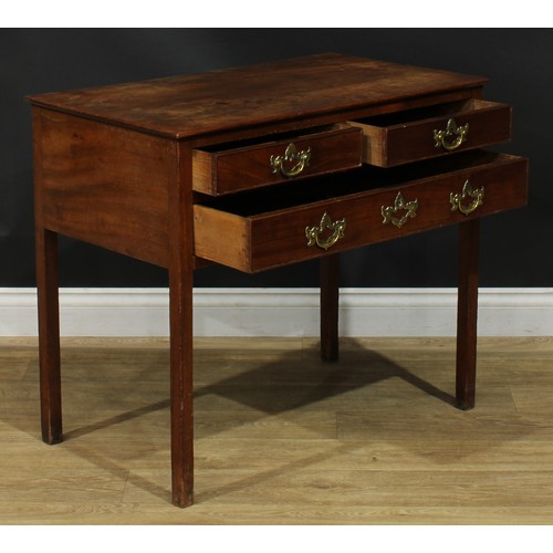 1224 - A George III mahogany lowboy or side table, rectangular top above two short and one long cockbeaded ... 