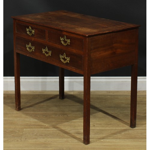 1224 - A George III mahogany lowboy or side table, rectangular top above two short and one long cockbeaded ... 