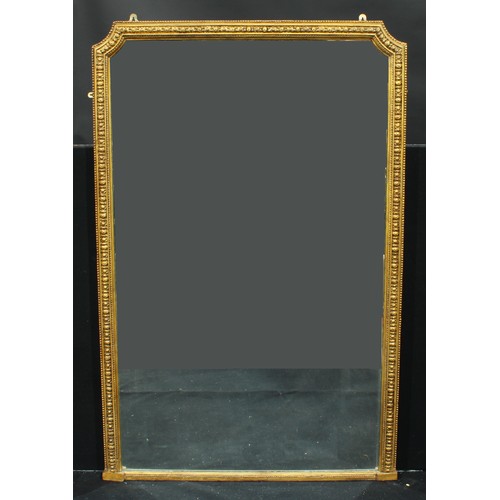 1358 - A Victorian giltwood and gesso chimney glass, plain mirror plate, reentrant upper angles, 167cm high... 