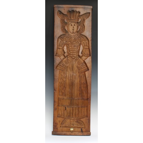 1256 - A large early 20th century Dutch folk art double-sided Speculaasplank or biscuit mould, typically in... 