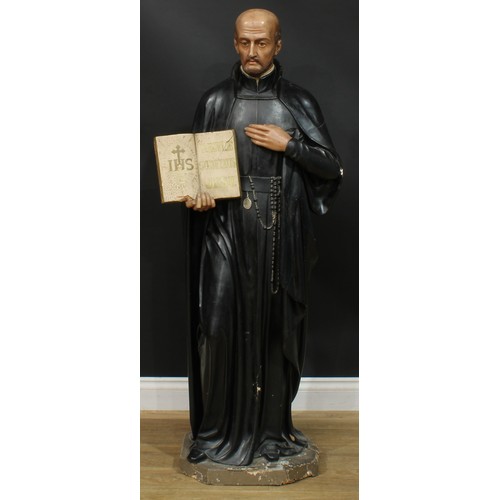 1283 - A large Continental composition figure, Saint Paul the Apostle, he stands holding a book, 144cm high