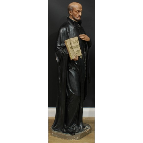 1283 - A large Continental composition figure, Saint Paul the Apostle, he stands holding a book, 144cm high