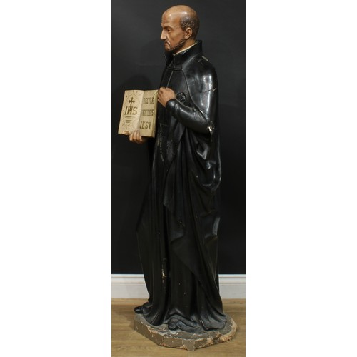 1283 - A large Continental composition figure, Saint Paul the Apostle, he stands holding a book, 144cm high