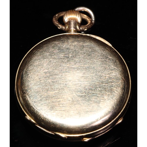 320 - A 14ct gold open face pocket watch, gold foil dial decorated with flowering foliage, the chapter rin... 