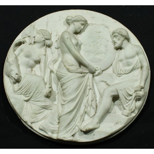 1255 - A large 19th century Carrara marble bas relief tondo, carved after the Antique in the Grand Tour tas... 