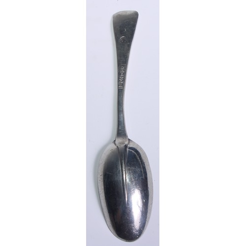 1199 - A pewter Trefid spoon, rat tail bowl, 18.5cm long, indistinct touchmark; others, Trefid, Dog Nose; H... 