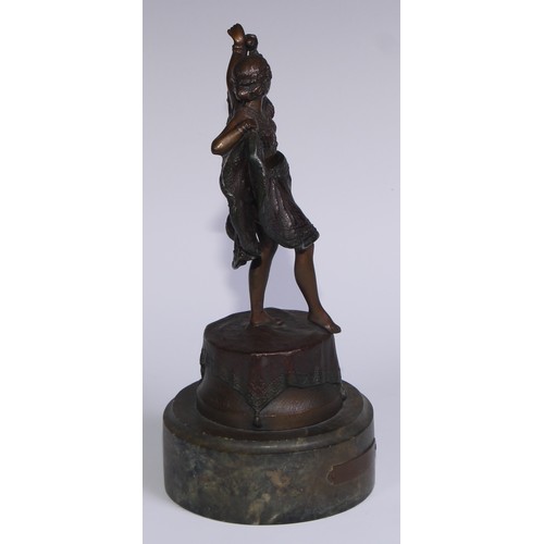 1040 - Franz Xavier Bergmann (Austrian 1861 - 1936), a dark patinated erotic bronze, of an Art Deco dancer,... 