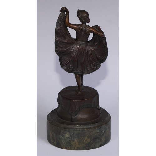 1040 - Franz Xavier Bergmann (Austrian 1861 - 1936), a dark patinated erotic bronze, of an Art Deco dancer,... 