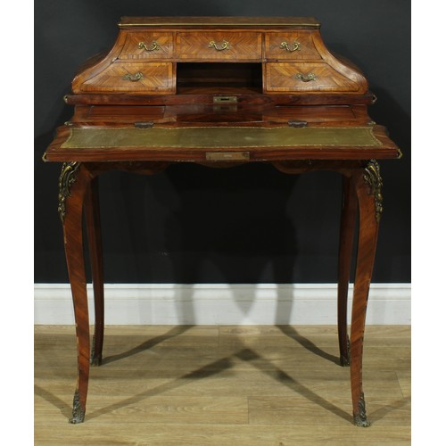 1346 - A Louis XV Revival gilt metal mounted kingwood and parquetry bonheur du jour, in the manner of Josep... 