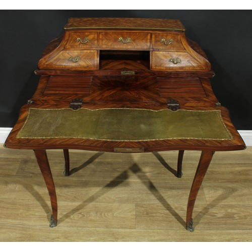 1346 - A Louis XV Revival gilt metal mounted kingwood and parquetry bonheur du jour, in the manner of Josep... 