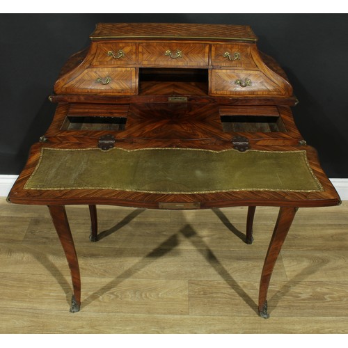 1346 - A Louis XV Revival gilt metal mounted kingwood and parquetry bonheur du jour, in the manner of Josep... 