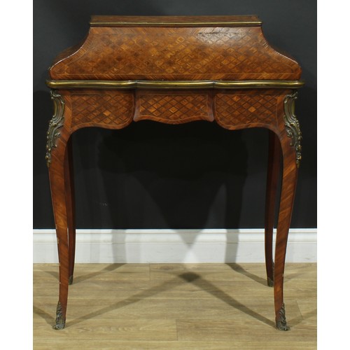 1346 - A Louis XV Revival gilt metal mounted kingwood and parquetry bonheur du jour, in the manner of Josep... 