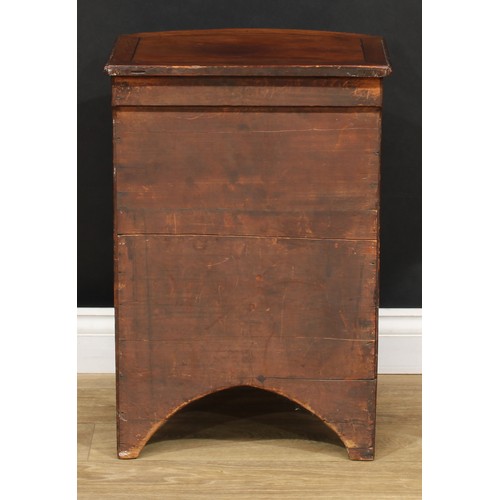 913 - A 19th century mahogany bowfront bedroom cabinet, hinged top with reel-moulded edge above a pot cupb... 