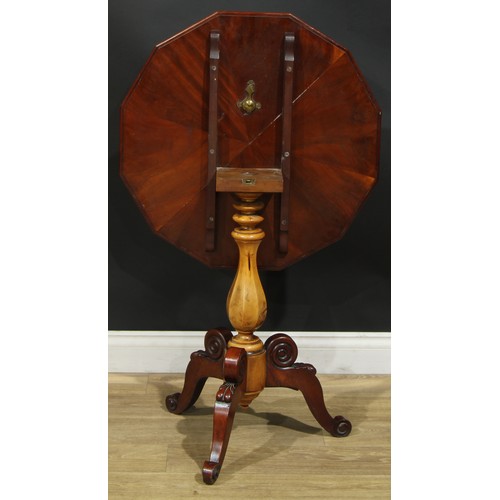 999 - A 19th century specimen timber parquetry tripod occasional table, dodecagonal tilting top, panelled ... 