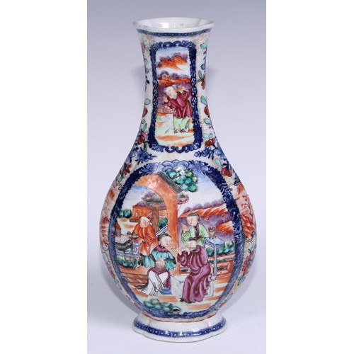 780 - A pair of Chinese flatenned ovoid vases, painted in polychrome with Mandarins and attendants, in a p... 