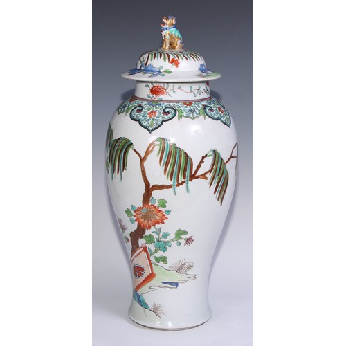 771 - A large 19th century baluster vase, painted in polychrome enamels and gilt with flowers, prunus, lot... 