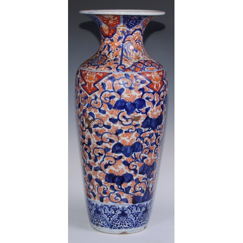 788 - A pair of large Japanese ovoid vases, decorated in the Imari palette, 61.5cm high, 23cm diameter, Me... 