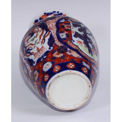 766 - A Japanese ovoid vase, painted in the Imari palette, 27cm high, Meiji period