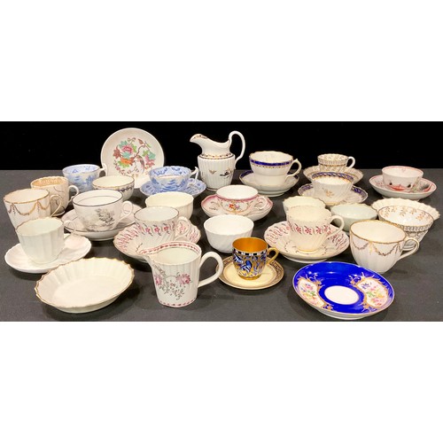 470 - Porcelain - 18th and 19th century tea wares, various factories, Derby, Flight Worcester, etc