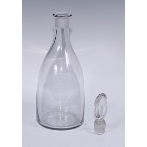 547 - A pair of George IV clear glass slender mallet shaped decanters, pear shaped stoppers, 35cm high, c.... 