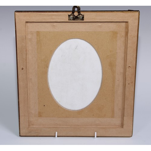 518 - A German porcelain oval plaque, painted with a portrait of a lady, 18.5cm x 14cm, gilt frame, 29cm x... 