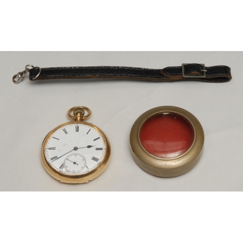 323 - A Victorian 18ct gold open faced pocket watch, 4.5cm circular enamel dial inscribed with Roman numer... 