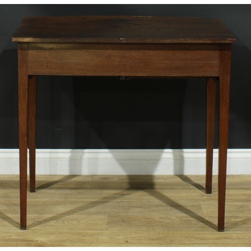 932 - A 19th century mahogany side table, oversailing bowfront top above a pair of frieze drawers, tapered... 