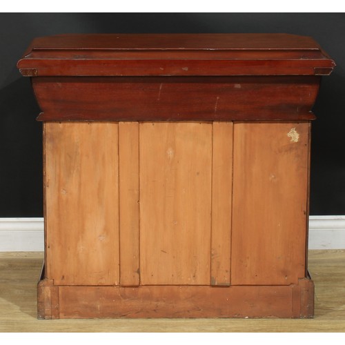 1335 - A late Victorian mahogany chest, oversailing top with canted foreangles and shallow half-gallery abo... 