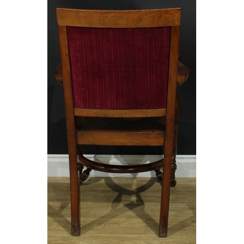 1330 - A late Victorian desk chair, possibly Heal's, rectangular back with stuffed-over deep-button upholst... 