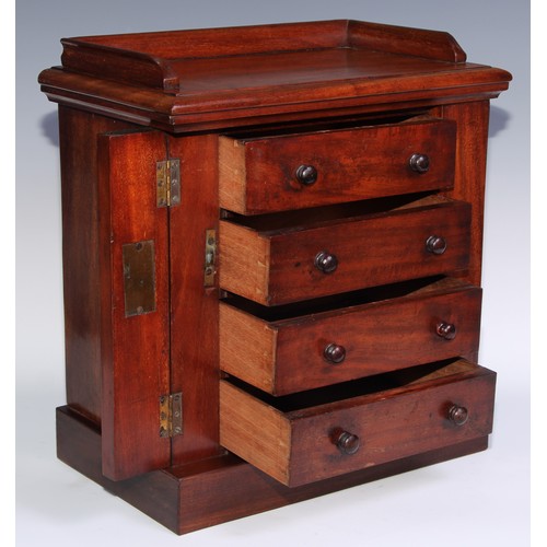 1628 - Miniature Furniture - a pair of Victorian mahogany chests, each with a rectangular top with three-qu... 