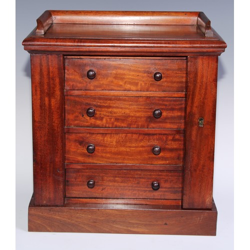 1628 - Miniature Furniture - a pair of Victorian mahogany chests, each with a rectangular top with three-qu... 