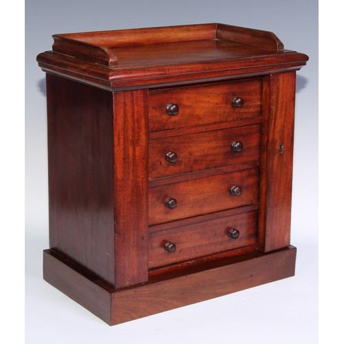 1628 - Miniature Furniture - a pair of Victorian mahogany chests, each with a rectangular top with three-qu... 