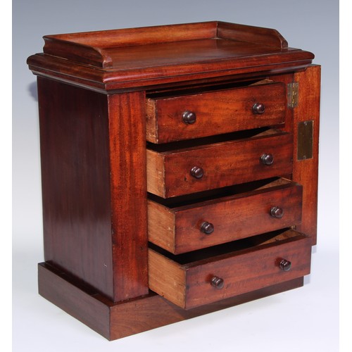 1628 - Miniature Furniture - a pair of Victorian mahogany chests, each with a rectangular top with three-qu... 