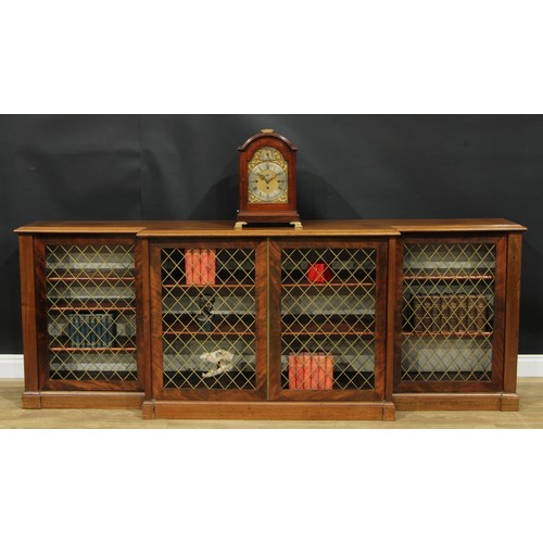 1423 - A Regency mahogany breakfront low library bookcase, by Graygoose, 57 Gt Queen St, stamped, slightly ... 