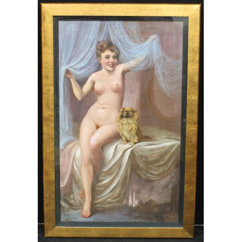 610 - French School (early 20th century),
Female Nude and a Dog,
pastel, 100cm x 59cm