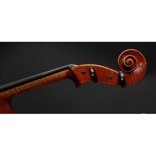 840 - A viola, by Lawrence Cocker, Derby, the two-piece back 42cm excluding button, outlined throughout wi... 