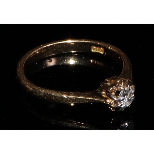 365 - An 18ct gold diamond solitaire ring, the brilliant cut stone claw set in platinum, size L, 2.6g