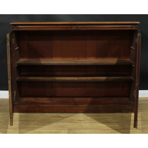 929 - A 19th century mahogany low press cupboard, rectangular top with moulded edge above a pair of panel ... 