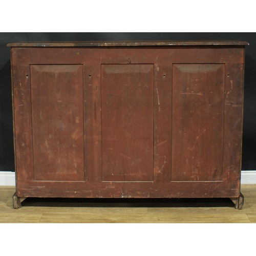 929 - A 19th century mahogany low press cupboard, rectangular top with moulded edge above a pair of panel ... 