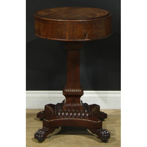 1185 - A George IV mahogany combination occasional table and bloom pedestal, circular top with removable co... 