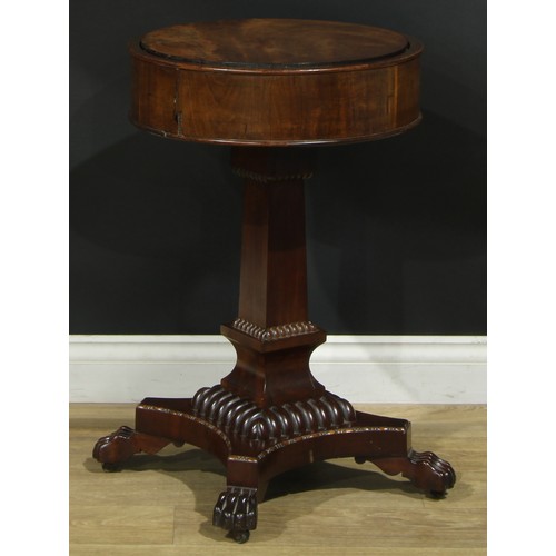 1185 - A George IV mahogany combination occasional table and bloom pedestal, circular top with removable co... 