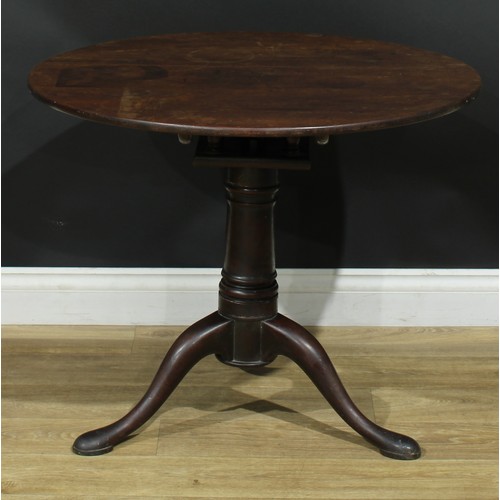 1103 - A George III mahogany birdcage tripod occasional table, circular tilting top, turned column, cabriol... 