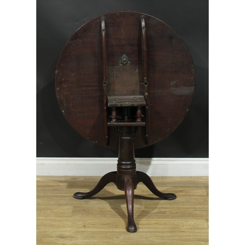 1103 - A George III mahogany birdcage tripod occasional table, circular tilting top, turned column, cabriol... 