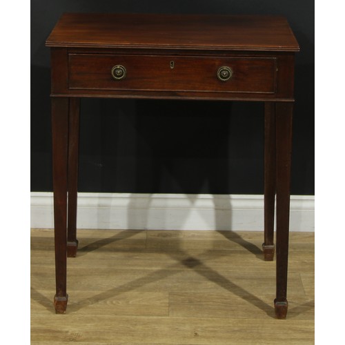 1434 - A Regency mahogany side table, rectangular top with reeded edge above a long cockbeaded frieze drawe... 