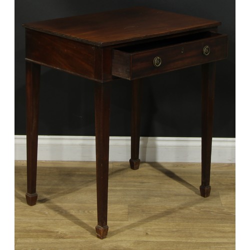 1434 - A Regency mahogany side table, rectangular top with reeded edge above a long cockbeaded frieze drawe... 