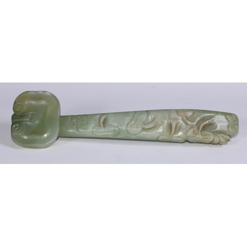 747 - A Chinese jade ruyi sceptre, 34.5cm long