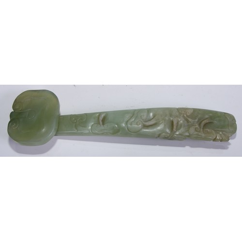 747 - A Chinese jade ruyi sceptre, 34.5cm long